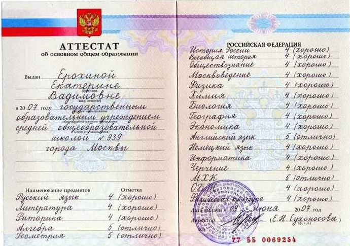 Аттестат за 9 класс 2007-2009 года, «Гознак»